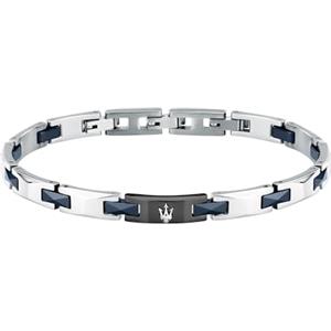 Maserati Bracciale Uomo in Acciaio e Ceramica - Collezione CERAMIC, Lunghezza 18 3.5 cm, Nero e Blu
