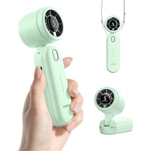 Diveblues iTurbo Ventilatore portatile - Mini pieghevole e ricaricabile, 5 velocità, display LED, flusso d'aria potente, ventilatore USB leggero per viaggi, spiaggia, lavoro e attività all'aperto