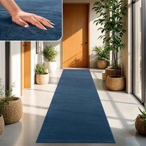TT Home Tappeto Salotto Pelo Corto Monocolore Design Moderno Lavabile, Colore: Blu Navy, Dimensione:100x200 cm