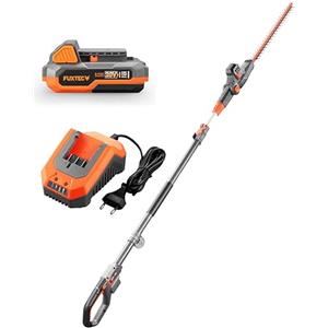 Fuxtec Tagliasiepi telescopico a Batteria 20V Senza Fili FX-E1HH20 - Set con Batteria e Caricatore- 25 cm Lunghezza Taglio - Facile potatura di arbusti, cespugli e siepi