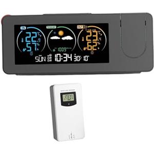 Baoblaze Stazione Meteorologica Digitale Proiettore Sveglia Previsioni Meteo