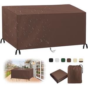 MAIFENGL Coperture per Mobili da Giardino, Copertura Tavolo Esterno Impermeabile Resistenza ai Raggi UV Antivento 420D Oxford Copertura Protettive-Brown||20x20x20cm/8x8x8in