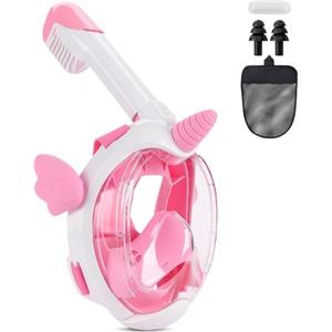 MZJAUVF Maschera Snorkeling Integrale, Maschera Subacquea con Vista Panoramica a 180°, Maschera Subacquea Bambini Anti Appannamento Maschere da Immersione per Bambini 3-12 Anni (XS,Rosa)
