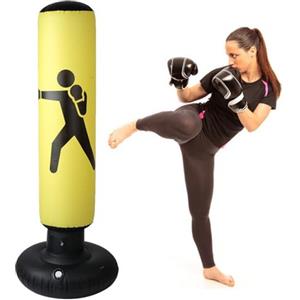 Fictory Sacco da boxe in piedi da 160 cm in PVC, sacco da boxe retrattile in piedi, arti marziali, adulti bambini, colonna gonfiabile Tumbler Punching Bag adatto per praticare karate, taekwondo, ecc (giallo)
