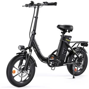 Finbike 16 Bici Elettrica Pieghevole, Bici Elettrica da 374.4WH Batteria, Autonomia di 88 KM Bici Pieghevole da Città, Motore 250W, E-Bike per Adulti E Adolescente, Carga 120kg, 10/15/25KM/H