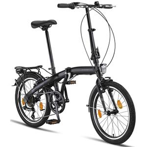 Licorne Bike CONSERES Premium Bicicletta pieghevole da 20 pollici, per uomo e donna, cambio a 6 marce, colore nero