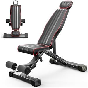 YOLEO Multifunzione Panca Piana Regolabile con supporto Esteso per la testa e la colonna vertebrale, Panca Pesi Pieghevole da 300KG/400KG, panca addominale per allenamento complet (Nero2)