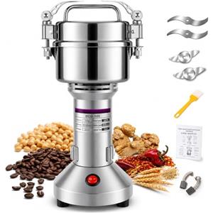 Royal Swiss® Moulin Électrique 850W - Macinacaffè e Macina Spezie in Acciaio Inox | Macina per Cereali, Caffè, Farina, Erbe | Alta Velocità, Lame a 3 Strati, Sicurezza Anti-Sovraccarico (150g)