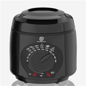 SUPERLEX Friggitrice con grasso, 1 l, elettrica, 950 W, compatta, mini friggitrice ad olio con regolazione della temperatura, filtro in acciaio inox, per patatine fritte, pollo, pesce, snack per