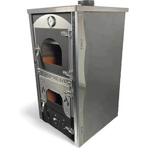 Alfonso Forni Stufa A Legna Con Forno-Esmeralda-Potenza Riscaldamento 15Kw,A Legna Economica In Acciaio Verniciato Antracite,Da Interno Con Forno In Mattoni Refrattari,Ideale Per Cucina,Made In Italy