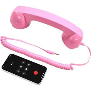 higyee Ricevitore Telefonico Retrò - Ricevitore Portatile Con Adattatore Per Rete Fissa | Novità Adattatore Da Telefono Vintage A Rete Fissa | Divertente Ri-cevitore Per Cellulare Per La Casa (Rosa)