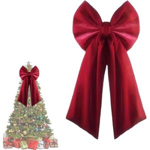 Generico Natalizio Extra Large in Velluto, Puntale per per Albero di Natale Bordeaux, Decorazione Vintage con in Velluto, Decorazione Multiuso da Appendere per La Porta Dront del