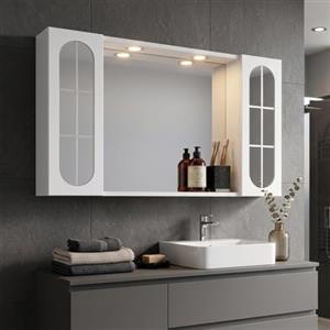 Kiamami Valentina - Specchio bagno inglesina con due pensili laterali e faretti led integrati