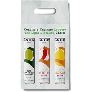 SPRAYLEGGERO Confezione Regalo 3 x 200 ml spray: olio extravergine d'oliva, condimento al limone e al peperoncino - Olio Spray Italiano - 100% Naturale - Zero Sprechi e Dosi Precise