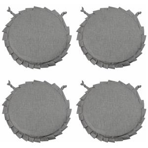 Corredocasa Set di 4 Cuscini per Sedia con Lacci a 4 Punti, Imbottiti e Rivestiti in Policotone - Design Confortevole, Made in Italy, per Cucina Casa (Grigio Cerniera Rotondo)