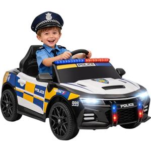 AIYAPLAY Macchina Elettrica della Polizia per Bambini 3-5 Anni 12V | Sirena e Luci, 3-7 km/h, Auto Elettrica per Bambini, 2 Motori, Sospensioni, Telecomando, USB, MP3, Musica e Clacson