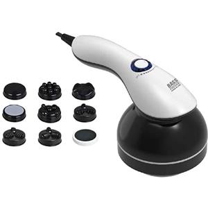 Bass Polska Massaggiatore anticellulite 9 in 1 con funzione di calore a infrarossi, massaggiatore elettrico per corpo 28 W, 9 accessori, massaggio vibrante e rotante