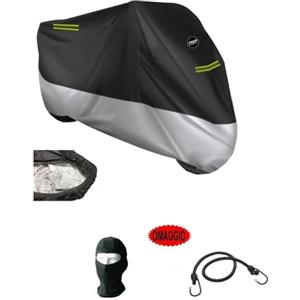 farbrothersonline COMPATIBILE CON SUZUKI BURGMAN AN 400 ANTIGRANDINE IMPERMEABILE TELO COPRIMOTO FELPATO PER MOTO-SCOOTER-PARABREZZA E BAULETTO NERO CON STRISCE FLUO COVER 296X105X127