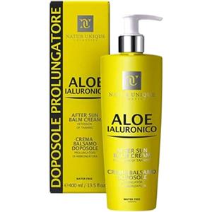 NATUR UNIQUE NU - Crema Balsamo Doposole Maxi Formato 400 ml - Idratante e Prolungatore Abbronzatura con Aloe Vera e Acido Ialuronico | Azione Lenitiva Anti-Rughe Viso e Corpo - Ideale come Crema corpo idratante