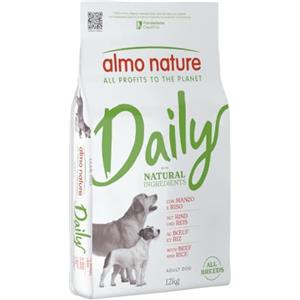 Almo Nature Daily - Crocchette per Cani Adulti - Gusto Manzo e Riso - Cibo Secco Completo e Bilanciato - Sacco da 12 kg