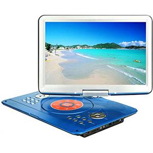 YOOHOO Lettore DVD portatile da 16,9 '' con grande schermo girevole da 14,1 '' per bambini con caricabatteria da auto (blu)
