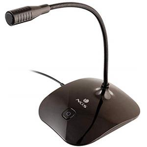 NGS MS115 - Microfono da Tavolo con Angolazione Regolabile e Tasto Mute per Laptop/PC, Connessione Jack 3.5mm