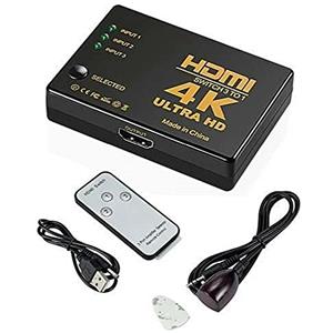 Fair Shop Splitter HDMI 4K Switch Ultra HD 3 Porte per TV Decoder PS4 Xbox con Telecomando