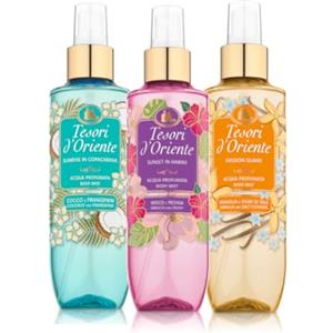 Tesori d'Oriente, Set Acque Profumate Corpo, Fragranze: Cocco e Frangipani, Vaniglia e Fior di Sale, Ibisco e Peonia, Fragranze intense e Avvolgenti, 200ml x3