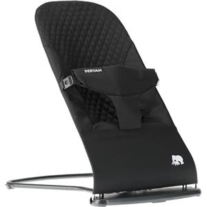 DERYAN Buddy - Altalena per neonato, ergonomica, morbida, regolabile e pieghevole, da viaggio per bambini da 0 a 9 kg, colore: Nero