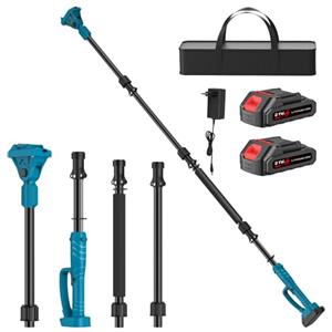 QIAKEFE Asta di estensione, telescopico per tagliasiepi, barra estensibile compatibile con motoseghe, cesoie elettriche senza fili, compatibile con Ma-Kita~21V, altezza di lavoro 4 metri (con 2 batterie)