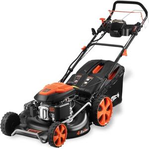 FUXTEC FX-RM5396eSPRO Tagliaerba a scoppio semovente, avviamento elettrico, velocità regolabile, scarico laterale, larghezza di taglio 53 cm, mulching, altezza 25-75 mm, cassetta per erba 70L