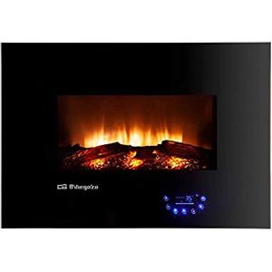 Orbegozo CM 8000 - Caminetto elettrico, intensità di fiamma regolabile, pannello di controllo touch, telecomando, 3 modalità di programmazione, supporto da parete, 1800 W