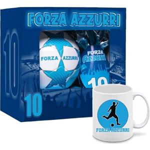 Generico Uovo di Pasqua con Pallone da Calcio N.5 Forza Azzurri Napoli + tazza mug in ceramica uovo di cioccolato da 150gr. finissimo cioccolato al latte con pallone + tazza colazione idea regalo tifosi tifo