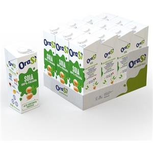 OraSi OraSì Bevanda Di Soia 1 Litro 12 Unità Alternativa vegetale al Latte Con Soia Italiana Senza Glutine E OGM Fonte Di Calcio E Vitamine Per Preparazioni Vegane Calde E Fredde