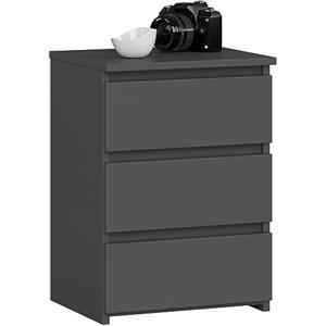 AKORD | Comodino CL-3 con 3 Cassetti | per il soggiorno, la camera da letto, il guardaroba, l'ufficio e lo studio | Design moderno e funzionale | 35 x 40 x 57 cm, 26 kg | Grigio grafite