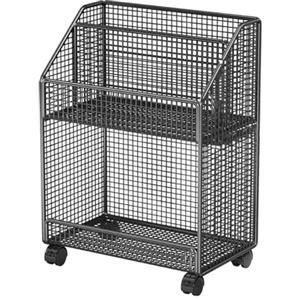 Jiuvaso Carrello porta libri con ruote, sotto la scrivania, organizer per file, libreria mobile versatile per cucina, ufficio, lavanderia, camera da letto, Nero 2 Strati
