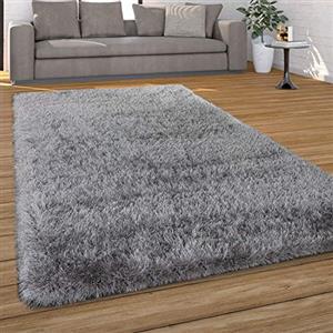 Paco Home Tappeto Salotto Moderno Soggiorno Pelo Lungo Monocolore Peloso Moderno, Dimensione:60x100 cm, Colore:Grigio