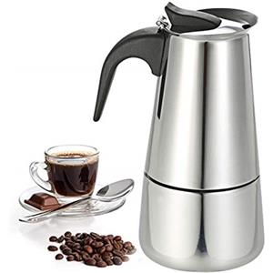 Generic Cafetiere 2 tazze in acciaio inox piano cottura a induzione italiano caffettiera 100 ml moka pot per caffè espresso moka cappuccini, Lattes