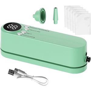 Generic Sigillatrice sottovuoto senza fili, durevole, compatta, per risparmiare cibo, dispositivo di portatile wireless con batteria ricaricabile, macchina sottovuoto per snack, cereali, carne, verdure