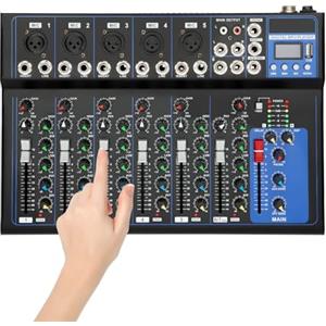 HHEMSTD Mixer audio a 7 canali portatile Bluetooth audio mixer mixer professionale console USB Bluetooth + 48 V XLR Phantom Power DJ Live Karaoke