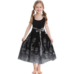Generico Vestito Halloween Bambina 3 Anni Costumi Vampiro Ragazze Abito Diavolo Bimba Costume Zombie Horror Vestito Sposa Cadavere Travestimento Fantasma Scheletro Bambine Halloween Carnevale Cosplay Feste