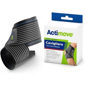 Actimove Sports - Cavigliera con Fascia Elastica taglia L Nera, 1 cavigliera
