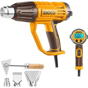 Ingco Pistola termica industriale da 2000 W con regolazione dell'aria e della temperatura (50-600ºC) con manico pesante e antiscivolo