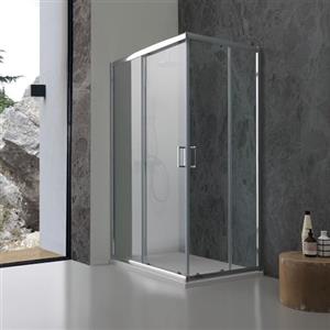 Kiamami Valentina Box Doccia Angolare 70x90 Cm Vetro Trasparente Giada | Cristallo temperato 6 mm, profili alluminio cromato, ante scorrevoli, reversibile, senza piatto doccia