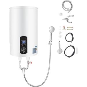 ROGONPDK Scaldabagno elettrico ad accumulo | 2000 W elettrico istantaneo | Boiler ad acqua da parete con doccetta e tubi | Intervallo di controllo della temperatura: 25 - 75 °C | Capacità contenitore 30 - 70 L