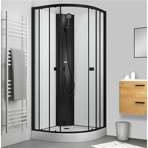 Marwell Doccia completa Prime Style - Box doccia nero/bianco 85 x 85 x 198 - Doccia prefabbricata con piatto doccia e rubinetto - Doccia con telaio in alluminio - Doccia in vetro Design moderno