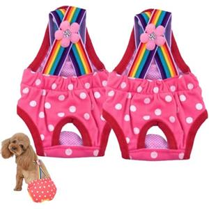Hixingo 3 Pezzi Pannolini Cane Femmina, Lavabili Pannolini per Cani Femmina Altamente Assorbenti Mutande Cane Femmina Calore, Mutande Riutilizzabili per Cani in Calore (XS,Rosa a)