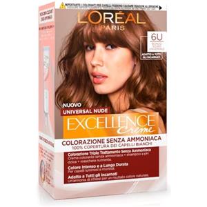 L'Oréal Paris Excellence Nude 6U - Tinta per Capelli Senza Ammoniaca, Biondo Scuro Universale, Triplo Trattamento Nutriente