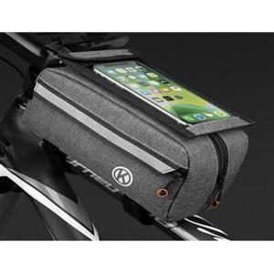 Lagomloot Borsa porta cellulare per bicicletta, impermeabile, per schermo da 6,4 pollici, in tessuto Oxford grigio, con strisce riflettenti