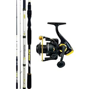 kolpo combo da pesca spinning con canna in carbonio 2.70mt + mulinello kolpo kit da pesca ideale per la pesca in mare fiumi e laghi